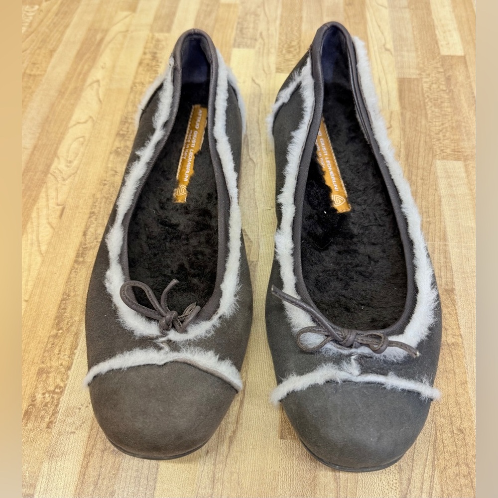 AGL Attilio Giusti Leombruni Brown Suede Flat Slip On Lined Slippers Sz 39/8.5